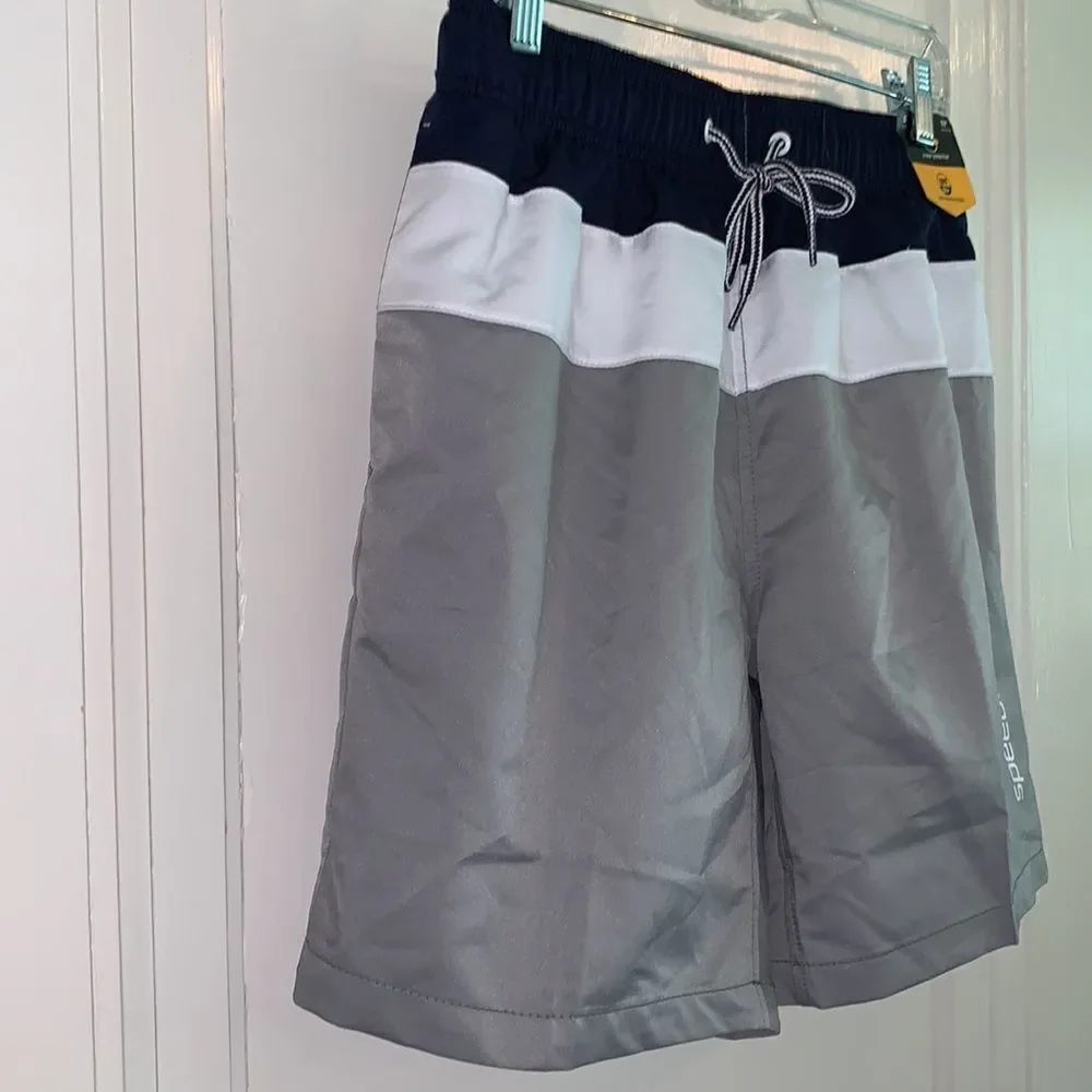 ‎NWT Speedo 3 color striped swim trunks